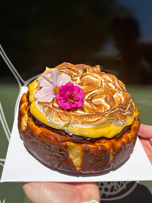 lemon meringue Basque cheesecake